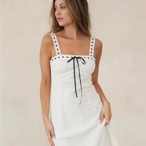 Coquette White Dress with Black Bow